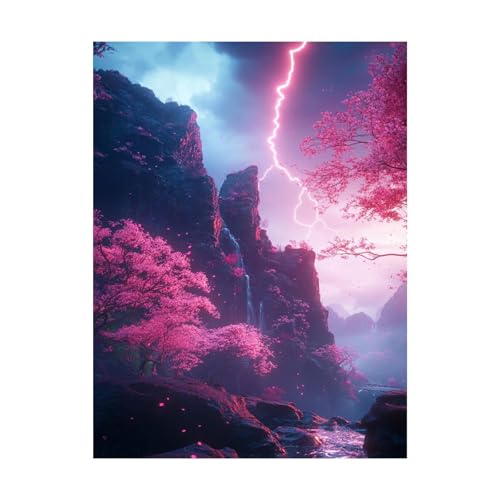 Malen Nach Zahlen Erwachsene Berg DIY Set Erwachsene mit Leinwand zum Bemalen Kirschblüten 135x100CM 36 Farben Acrylfarben Set und Pinsel, Malen Nach Zahlen Kinder für Zimmer Deko Geschenke 2YH-14356 von Generic