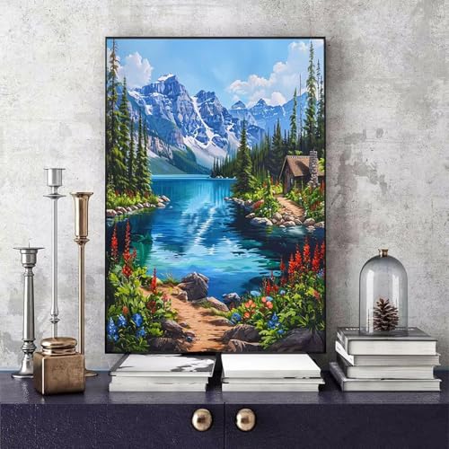 Malen Nach Zahlen Erwachsene Berg Malen Nach Zahlen Landschaft, DIY Set Erwachsene Paint by Numbers mit 3 Pinsel und Acrylfarben für Zimmer Deko Wohnzimmer, Geschenke 100 X 135 CM -bby2506JR2F6 von Generic
