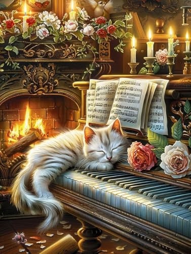 Malen Nach Zahlen Erwachsene Blume, Malen Nach Zahlen Katze, Paint by Numbers Bastelset Erwachsene DIY Handgemalt Ölgemälde Leinwand Kits für Wanddeko, Geschenke für Frauen Anfänger 100x130cm Y-2793 von Generic