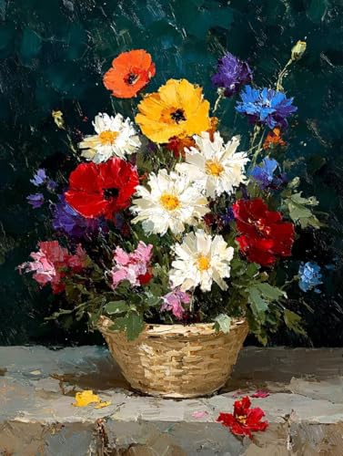 Malen Nach Zahlen Erwachsene Blume, Malen Nach Zahlen Pflanzen, DIY Basteln Erwachsene Leinwand Kits, DIY Paint by Numbers Adult Kits Mit Pinseln und Acrylfarbe, Geschenk für Wanddeko 100x135cm 5-2733 von Generic