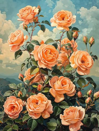 Malen Nach Zahlen Erwachsene Blume, Malen Nach Zahlen Rose, DIY Basteln Erwachsene Leinwand Kit Mit Pinseln und Acrylfarbe, DIY Paint by Numbers Kits, für Wanddeko, Geschenk, 100x135cm 0-9005 von Generic