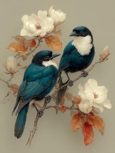 Malen Nach Zahlen Erwachsene Blume, Malen Nach Zahlen Vogel, DIY Basteln Erwachsene Leinwand Kits, DIY Paint by Numbers Adult Kits Mit Pinseln und Acrylfarbe, Geschenk für Wanddeko, 90x120cm W-2971 von Generic