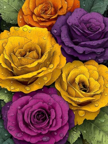 Malen Nach Zahlen Erwachsene Blume, Malen Nach Zahlen für Zimmer Deko, DIY Basteln Erwachsene Leinwand Kit, Pflanzen Paint by Numbers Kits Mit Pinseln und Acrylfarbe, Geschenke, 50x70cm 3-3599 von Generic