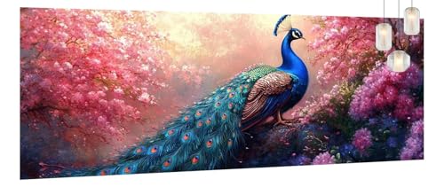 Malen Nach Zahlen Erwachsene Blume,DIY Paint by Numbers für Anfänger und Kinder,Bastelset Handgemalt Ölgemälde Kreativ Set Mit 3-Pinseln und Acrylfarbe,Geschenk Home Wand Décor Pfau 80 X 200cm Y1197 von Generic
