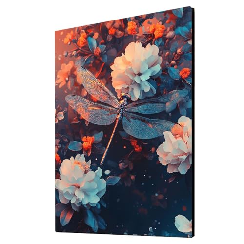 Malen Nach Zahlen Erwachsene Blume DIY Set Erwachsene mit Leinwand zum Bemalen Libelle 70x50cm 36 Farben Acrylfarben Set und Pinsel, Malen Nach Zahlen Kinder für Deko Wohnzimmer Geschenke 2YH-5265 von Generic