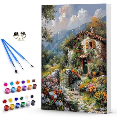 Malen Nach Zahlen Erwachsene Blume Malen Nach Zahlen Bastelset Erwachsene, DIY HüTte Mit Pinseln und Acrylfarben Handgemalt Ölgemälde Leinwand Set, Home Deko Geschenk (100x135cm) Ohne Rahmen -TL2503S8 von Generic