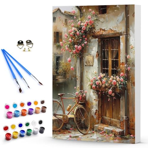 Malen Nach Zahlen Erwachsene Blume Malen Nach Zahlen Bastelset Erwachsene, DIY HüTte Mit Pinseln und Acrylfarben Handgemalt Ölgemälde Leinwand Set, Home Deko Geschenk 70x95 cm Ohne Rahmen -TL25038R von Generic