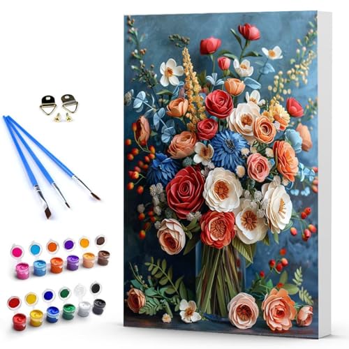 Malen Nach Zahlen Erwachsene Blume Malen Nach Zahlen Bastelset Erwachsene, DIY Landschaft Mit Pinseln und Acrylfarben Handgemalt Ölgemälde Leinwand Set, Home Deko 20 x 30 cm Ohne Rahmen -TL250395 von Generic