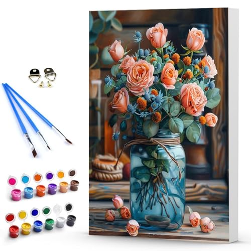 Malen Nach Zahlen Erwachsene Blume Malen Nach Zahlen Bastelset Erwachsene, DIY Vase Mit Pinseln und Acrylfarben Handgemalt Ölgemälde Leinwand Set, Home Deko Geschenk 100 x 135 CM Ohne Rahmen -TL250321 von Generic