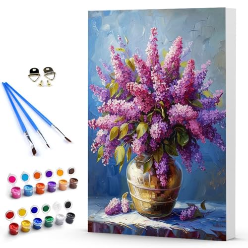 Malen Nach Zahlen Erwachsene Blume Malen Nach Zahlen Bastelset Erwachsene, DIY Vase Mit Pinseln und Acrylfarben Handgemalt Ölgemälde Leinwand Set, Home Deko Geschenk 40 x 50 cm Ohne Rahmen -TL2503E5 von Generic