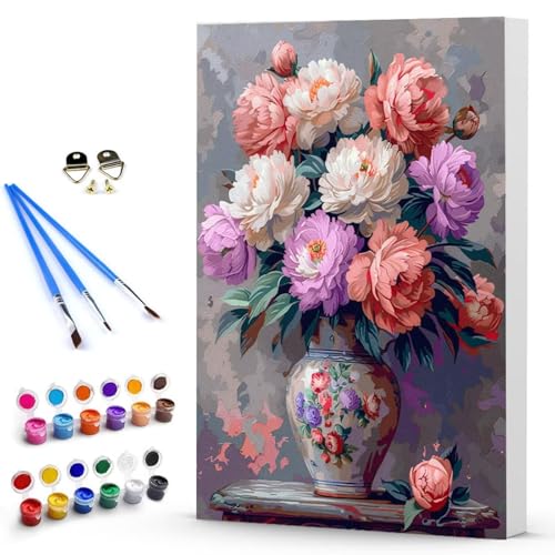 Malen Nach Zahlen Erwachsene Blume Malen Nach Zahlen Bastelset Erwachsene, DIY Vase Mit Pinseln und Acrylfarben Handgemalt Ölgemälde Leinwand Set, Home Deko Geschenk 70 x 95 cm Ohne Rahmen -TL250368 von Generic