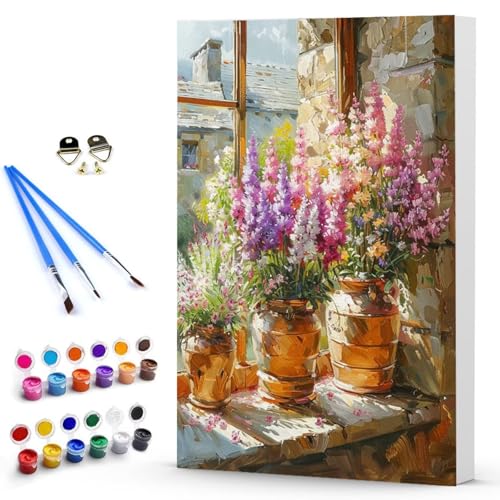 Malen Nach Zahlen Erwachsene Blume Malen Nach Zahlen Bastelset Erwachsene, DIY Vase Mit Pinseln und Acrylfarben Handgemalt Ölgemälde Leinwand Set, Home Deko Geschenk 70 x 95 cm Ohne Rahmen -TL2503W2 von Generic