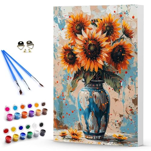 Malen Nach Zahlen Erwachsene Blume Malen Nach Zahlen Bastelset Erwachsene, DIY Vase Mit Pinseln und Acrylfarben Handgemalt Ölgemälde Leinwand Set, Home Deko Geschenk 70 x 95 cm Ohne Rahmen -TL2503X0 von Generic