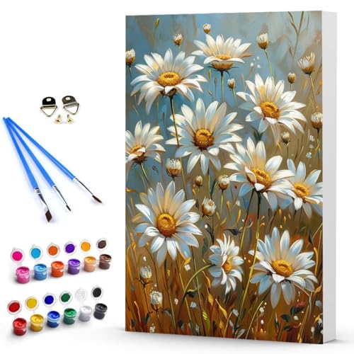 Malen Nach Zahlen Erwachsene Blume Malen Nach Zahlen Bastelset Erwachsene, Kleine Chrysantheme Mit Pinseln und Acrylfarben Handgemalt Ölgemälde Leinwand Set, Home Deko Geschenk 100 x 135 CM -TL2503QI von Generic