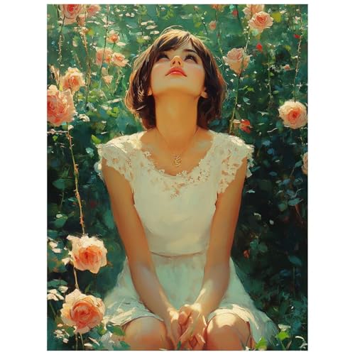 Malen Nach Zahlen Erwachsene Blume Malen Nach Zahlen Kinder, DIY Set Erwachsene mit Pinselset Acrylfarben Set Leinwand zum Bemalen 100x135 CM, Frau Paint by Numbers Deko wohnzimmer Geschenke 8YH-1967 von Generic