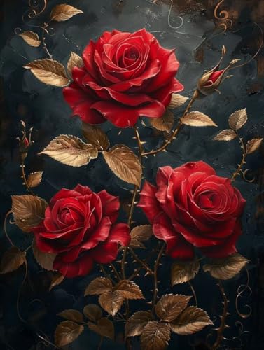 Malen Nach Zahlen Erwachsene Blume Malen Nach Zahlen Rose, Painting by Numbers, DIY Basteln Erwachsene Handgemalt Ölgemälde Set Mit Pinseln und Acrylfarbe für Zimmer Deko Geschenke 70x95cm 5-3188 von Generic