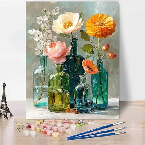 Malen Nach Zahlen Erwachsene Blume Malen Nach Zahlen Vase, DIY Set Erwachsene Anfänger Mit 3 - Pinseln und Acrylfarbe, Handgemalt Ölgemälde für Frauen, Deko Wohnzimmer 100×135cm Ohne Rahmen -XY63E Malen Nach Zahlen Erwachsene Blume Malen Nach Zahlen Vase, DIY Set Erwachsene Anfänger Mit 3 - Pinseln und Acrylfarbe, Handgemalt Ölgemälde für Frauen, Deko Wohnzimmer 100×135cm Ohne Rahmen -XY63E von Generic