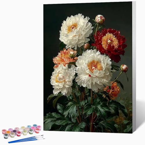 Malen Nach Zahlen Erwachsene Blumen Malen Nach Zahlen Landschaft, Bastelset Erwachsene Mit 3-Pinseln Und Acrylfarbe, DIY Handgemalt öLgemäLde Kit FüR Geschenke, Deko 40×50cm Ohne Rahmen -LKF0722OR von Generic
