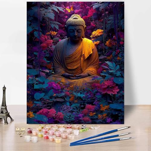 Malen Nach Zahlen Erwachsene Blumen Malen Nach Zahlen SchäRpe, DIY Set Erwachsene Anfänger Mit 3 - Pinseln und Acrylfarbe, Handgemalt Ölgemälde für Frauen, Deko Wohnzimmer 40×50cm Ohne Rahmen -XY313 von Generic