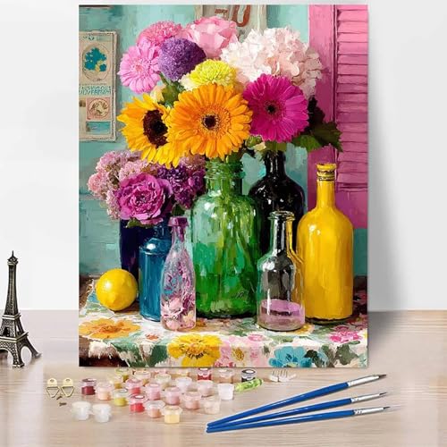 Malen Nach Zahlen Erwachsene Blumen Malen Nach Zahlen Vase, DIY Set Erwachsene Anfänger Mit 3 - Pinseln und Acrylfarbe, Handgemalt Ölgemälde für Frauen, Deko Wohnzimmer 40×50cm Ohne Rahmen -XY858 Malen Nach Zahlen Erwachsene Blumen Malen Nach Zahlen Vase, DIY Set Erwachsene Anfänger Mit 3 - Pinseln und Acrylfarbe, Handgemalt Ölgemälde für Frauen, Deko Wohnzimmer 40×50cm Ohne Rahmen -XY858 von Generic