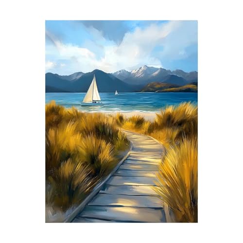 Malen Nach Zahlen Erwachsene Boot DIY Set Erwachsene mit Leinwand zum Bemalen Landschaft 135 x 100 CM 36 Farben Acrylfarben Set und Pinsel, Malen Nach Zahlen Kinder für Zimmer Deko Geschenke 2YH-14784 von Generic