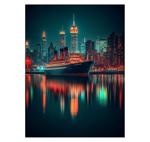 Malen Nach Zahlen Erwachsene Boot DIY Set Erwachsene mit Leinwand zum Bemalen Stadt 80x60 cm 36 Farben Acrylfarben Set Pinsel, Malen Nach Zahlen Kinder für Zimmer Deko Geschenke für Frauen YH2-3793 von Generic