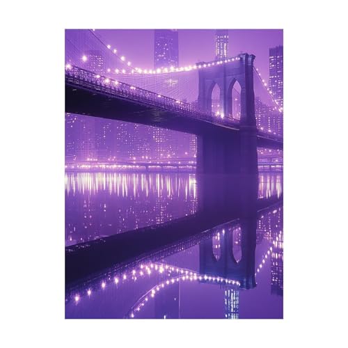 Malen Nach Zahlen Erwachsene Brooklyn Bridge DIY Set Erwachsene mit Leinwand zum Bemalen Stadt 100x135 cm 36 Farben Acrylfarben Set und Pinsel, Malen Nach Zahlen Kinder für Deko Wohnzimmer 2YH-14718 von Generic