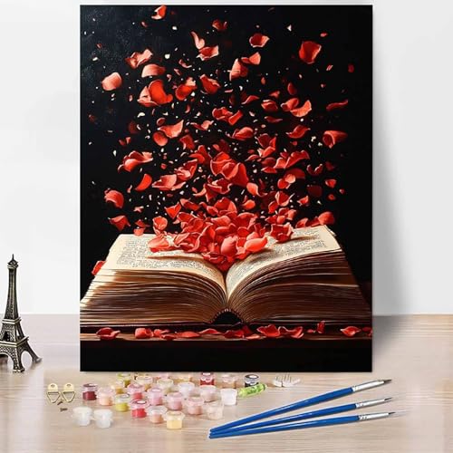 Malen Nach Zahlen Erwachsene Buch Malen Nach Zahlen Blume, DIY Set Erwachsene Anfänger Mit 3 - Pinseln und Acrylfarbe, Handgemalt Ölgemälde für Frauen, Deko Wohnzimmer 70x95cm Ohne Rahmen -XY98B von Generic