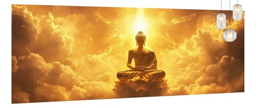 Malen Nach Zahlen Erwachsene Buddha, DIY Malen Nach Zahlen XXL Paint by Numbers für Anfänger, Bastelset Handgemalt Ölgemälde Kreativ Set Mit Pinseln und Acrylfarbe, Home Décor Wolke 60 X 150cm Y1050 von Generic