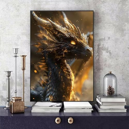 Malen Nach Zahlen Erwachsene Drachen Malen Nach Zahlen Tier, DIY Set Erwachsene Paint by Numbers mit 3 Pinsel und Acrylfarben für Zimmer Deko Wohnzimmer, Geschenke für Frauen 50 x 65 cm -bby2506K8 von Generic