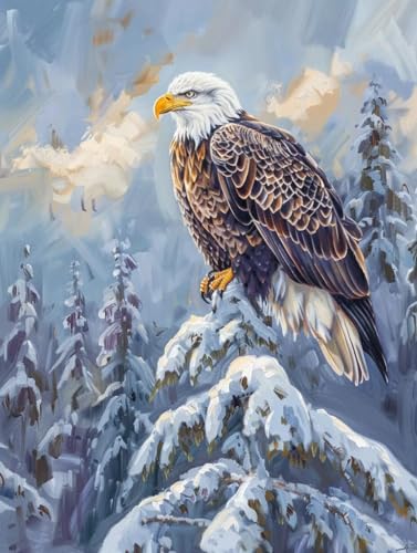 Malen Nach Zahlen Erwachsene Eagle, DIY Basteln Erwachsene Leinwand Kit für Wanddeko, Baum Malen Nach Zahlen Mit Pinseln und Acrylfarbe, DIY Paint by Numbers, Geschenke für Frauen, 90x120cm 3-1223 von Generic