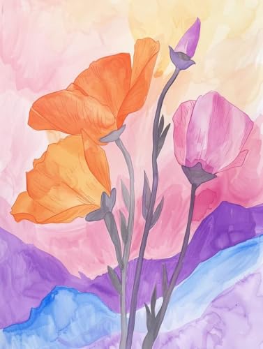 Malen Nach Zahlen Erwachsene Farbe, Malen Nach Zahlen Blume, DIY Basteln Erwachsene Leinwand Kit Mit Pinseln und Acrylfarbe, DIY Paint by Numbers Kits, für Wanddeko, Geschenk, 100x135cm K-5602 von Generic