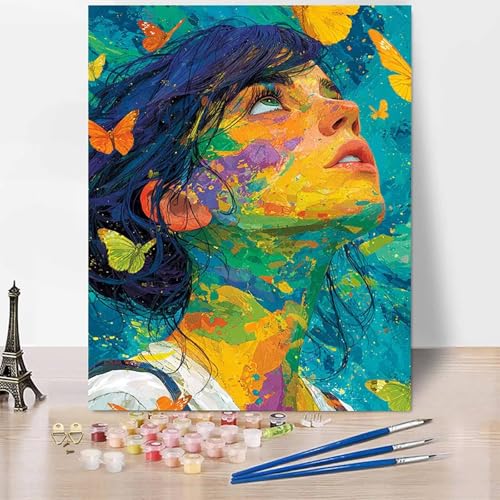 Malen Nach Zahlen Erwachsene Figur Malen Nach Zahlen Frau, DIY Set Erwachsene Anfänger Mit 3 - Pinseln und Acrylfarbe, Handgemalt Ölgemälde für Frauen, Deko Wohnzimmer 60×80cm Ohne Rahmen -XY799 von Generic