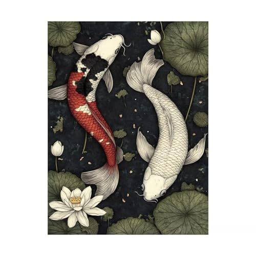 Malen Nach Zahlen Erwachsene Fisch DIY Set Erwachsene mit Leinwand zum Bemalen Tier 50 x 70cm 36 Farben Acrylfarben Set und Pinsel, Malen Nach Zahlen Kinder für Deko Wohnzimmer Geschenke 2YH-10145 von Generic