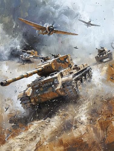 Malen Nach Zahlen Erwachsene Flugzeug Malen Nach Zahlen Tank, Painting by Numbers, DIY Basteln Erwachsene Handgemalt Ölgemälde Set Mit Pinseln und Acrylfarbe für Zimmer Deko Geschenke 60x70cm Q-5432 von Generic