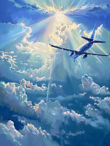 Malen Nach Zahlen Erwachsene Flugzeug Malen Nach Zahlen Wolke, Painting by Numbers, DIY Basteln Erwachsene Handgemalt Ölgemälde Set Mit Pinseln und Acrylfarbe für Zimmer Deko Geschenke 90x120cm 6-5167 Malen Nach Zahlen Erwachsene Flugzeug Malen Nach Zahlen Wolke, Painting by Numbers, DIY Basteln Erwachsene Handgemalt Ölgemälde Set Mit Pinseln und Acrylfarbe für Zimmer Deko Geschenke 90x120cm 6-5167 von Generic