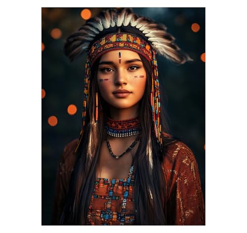 Malen Nach Zahlen Erwachsene Frau DIY Set Erwachsene mit Leinwand zum Bemalen indisch 40 x 30 cm 36 Farben Acrylfarben Set Pinsel, Malen Nach Zahlen Kinder, Zimmer Deko Geschenke für Frauen YH2-2577 von Generic