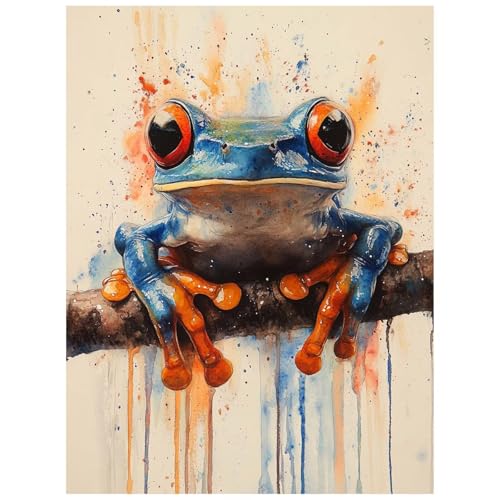 Malen Nach Zahlen Erwachsene Frosch Malen Nach Zahlen Kinder, DIY Set Erwachsene mit Pinselset Acrylfarben Set Leinwand zum Bemalen 50 x 70 CM, Baum Paint by Numbers Deko wohnzimmer Geschenke 8YH-3868 von Generic