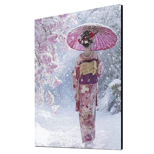 Malen Nach Zahlen Erwachsene Geisha DIY Set Erwachsene mit Leinwand zum Bemalen Winter 110x80CM 36 Farben Acrylfarben Set und Pinsel, Malen Nach Zahlen Kinder für Deko Wohnzimmer Geschenke 2YH-4808 von Generic