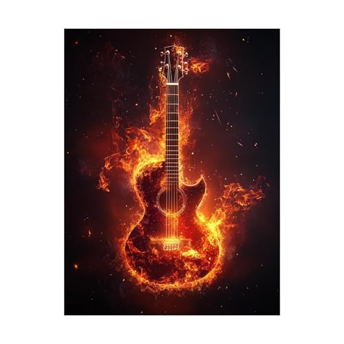 Malen Nach Zahlen Erwachsene Gitarre DIY Set Erwachsene mit Leinwand zum Bemalen Musik 100x135 cm 36 Farben Acrylfarben Set und Pinsel, Malen Nach Zahlen Kinder für Zimmer Deko Geschenke 2YH-14310 von Generic
