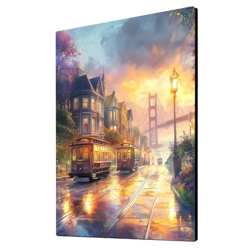 Malen Nach Zahlen Erwachsene Golden Gate Bridge DIY Set Erwachsene mit Leinwand zum Bemalen Stadt 100x135 cm 36 Farben Acrylfarben Set und Pinsel, Malen Nach Zahlen Kinder für Deko Wohnzimmer 2YH-4850 Malen Nach Zahlen Erwachsene Golden Gate Bridge DIY Set Erwachsene mit Leinwand zum Bemalen Stadt 100x135 cm 36 Farben Acrylfarben Set und Pinsel, Malen Nach Zahlen Kinder für Deko Wohnzimmer 2YH-4850 von Generic