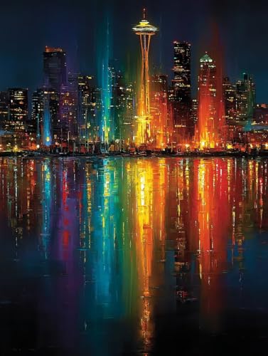 Malen Nach Zahlen Erwachsene Graffiti, Malen Nach Zahlen Stadt, DIY Basteln Erwachsene Leinwand Kits, DIY Paint by Numbers Adult Kits Mit Pinseln und Acrylfarbe, Geschenk für Wanddeko, 40x50cm 7-4096 von Generic