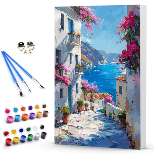 Malen Nach Zahlen Erwachsene HäUser Malen Nach Zahlen Bastelset Erwachsene, DIY Landschaft Mit Pinseln und Acrylfarben Handgemalt Ölgemälde Leinwand Set, Home Deko 100 x 135 CM Ohne Rahmen -TL2503LD von Generic