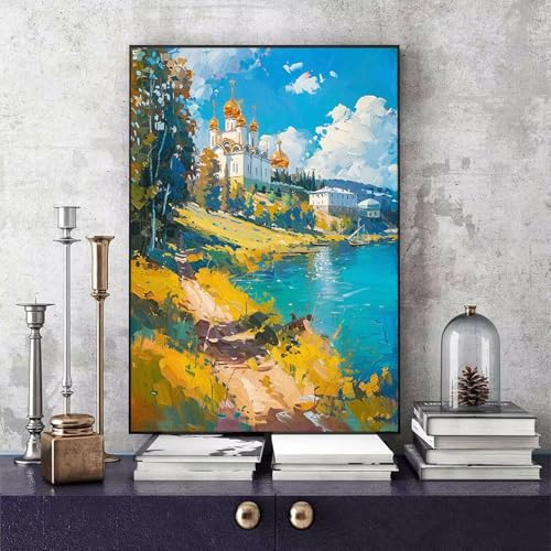 Malen Nach Zahlen Erwachsene Häuser Malen Nach Zahlen Landschaft, DIY Set Erwachsene Paint by Numbers mit 3 Pinsel und Acrylfarben für Zimmer Deko Wohnzimmer, Geschenke 100 x 135 cm -bby2506822YY von Generic