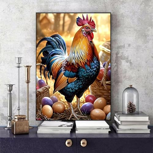 Malen Nach Zahlen Erwachsene Hahn Malen Nach Zahlen Tier, DIY Set Erwachsene Paint by Numbers mit 3 Pinsel und Acrylfarben für Zimmer Deko Wohnzimmer, Geschenke für Frauen 50 X 65 CM -bby25064Z von Generic