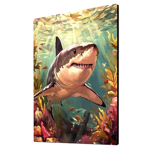 Malen Nach Zahlen Erwachsene Hai DIY Set Erwachsene mit Leinwand zum Bemalen Meer 135 x 100CM 36 Farben Acrylfarben Set und Pinsel, Malen Nach Zahlen Kinder für Deko Wohnzimmer Geschenke 2YH-3110 Malen Nach Zahlen Erwachsene Hai DIY Set Erwachsene mit Leinwand zum Bemalen Meer 135 x 100CM 36 Farben Acrylfarben Set und Pinsel, Malen Nach Zahlen Kinder für Deko Wohnzimmer Geschenke 2YH-3110 von Generic