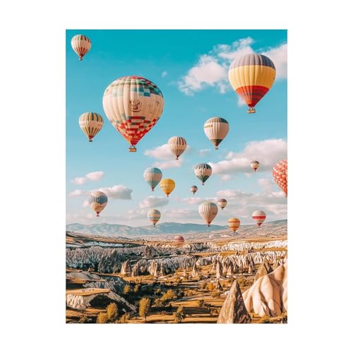 Malen Nach Zahlen Erwachsene Heißluftballon DIY Set Erwachsene mit Leinwand zum Bemalen Landschaft 100x135cm 36 Farben Acrylfarben Set und Pinsel,Malen Nach Zahlen Kinder für Deko Wohnzimmer 2YH-14340 von Generic