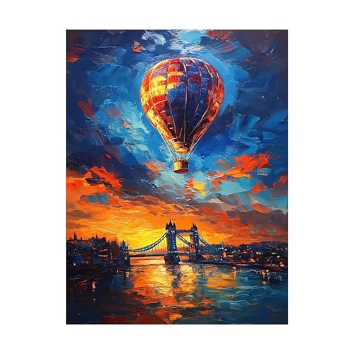 Malen Nach Zahlen Erwachsene Heißluftballon DIY Set Erwachsene mit Leinwand zum Bemalen Stadt 135x100CM 36 Farben Acrylfarben Set und Pinsel, Malen Nach Zahlen Kinder für Deko Wohnzimmer 2YH-11132 von Generic