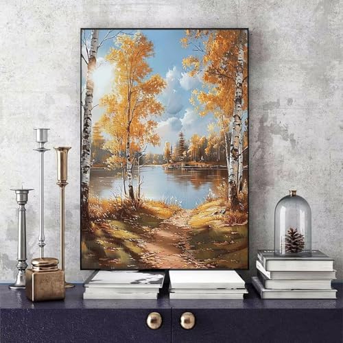 Malen Nach Zahlen Erwachsene Herbst Malen Nach Zahlen Landschaft, DIY Set Erwachsene Paint by Numbers mit 3 Pinsel und Acrylfarben für Zimmer Deko Wohnzimmer, Geschenke 70 x 95 cm -bby2506LU223 von Generic