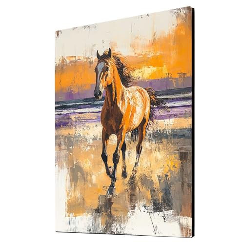 Malen Nach Zahlen Erwachsene Horse DIY Set Erwachsene mit Leinwand zum Bemalen Tier 40 x 30 cm 36 Farben Acrylfarben Set und Pinsel, Malen Nach Zahlen Kinder für Deko Wohnzimmer Geschenke 2YH-3602 von Generic